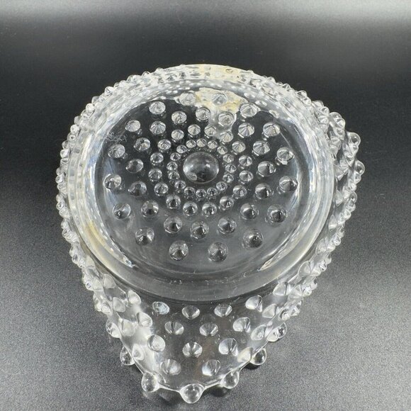 1930s Duncan Miller Hobnail Glass Heart Shaped Bon Bon Manganese 365nm Green UV - Picture 8 of 16